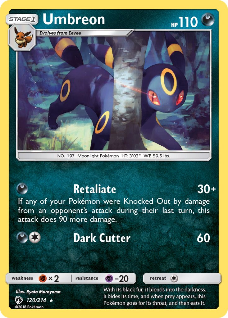 Umbreon (120/214) (Cosmos Holo) (Blister Exclusive) [Sun & Moon: Lost Thunder] | Shuffle n Cut Hobbies & Games