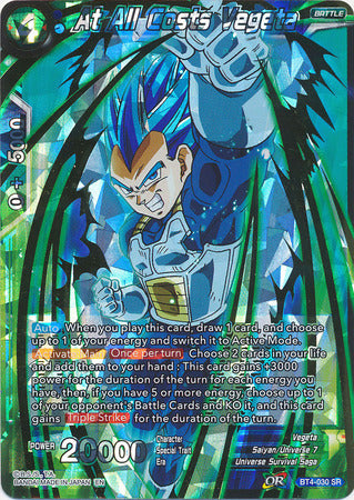 At All Costs Vegeta (Shatterfoil) (BT4-030) [Dragon Brawl] | Shuffle n Cut Hobbies & Games