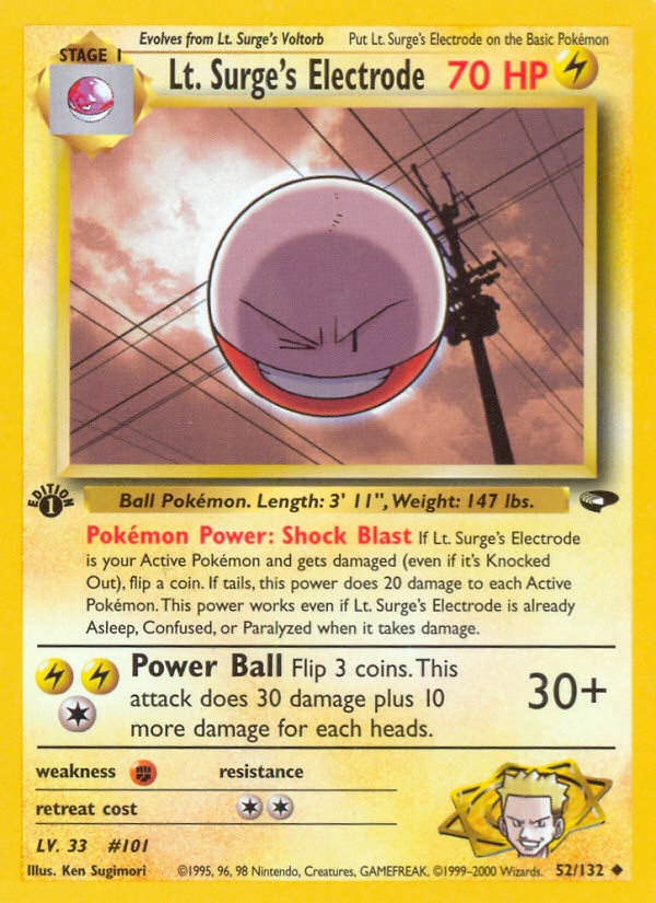 Lt. Surge's Electrode (52/132) [Gym Challenge 1st Edition] | Shuffle n Cut Hobbies & Games