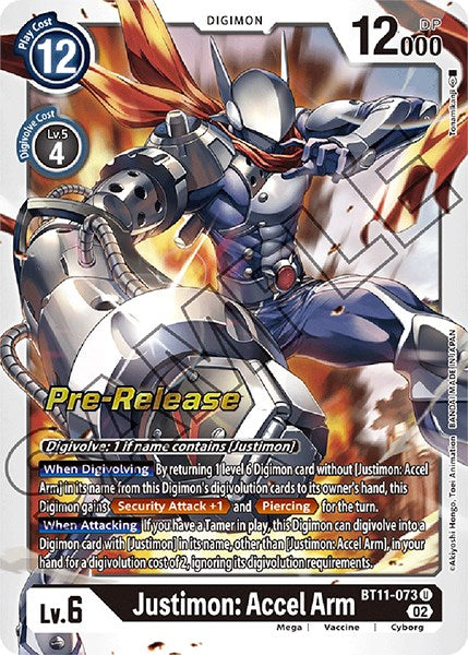 Justimon: Accel Arm [BT11-073] [Dimensional Phase Pre-Release Promos] | Shuffle n Cut Hobbies & Games