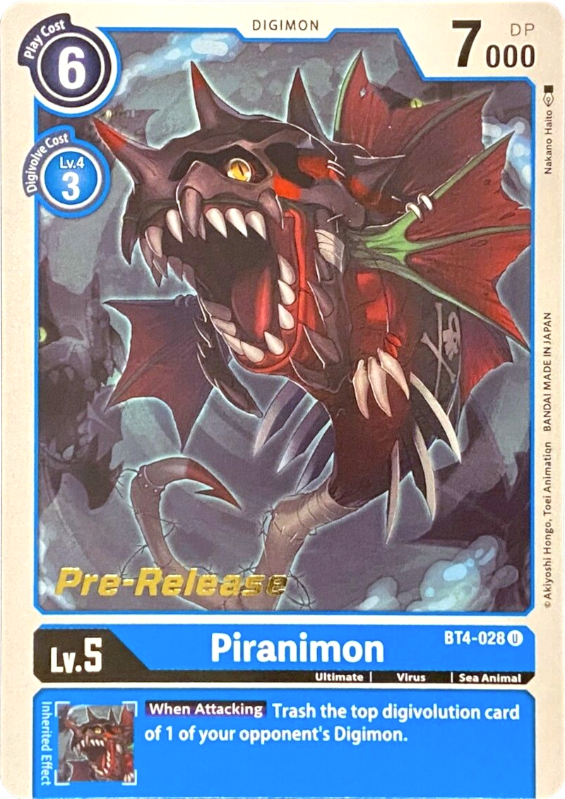 Piranimon [BT4-028] [Great Legend Pre-Release Promos] | Shuffle n Cut Hobbies & Games