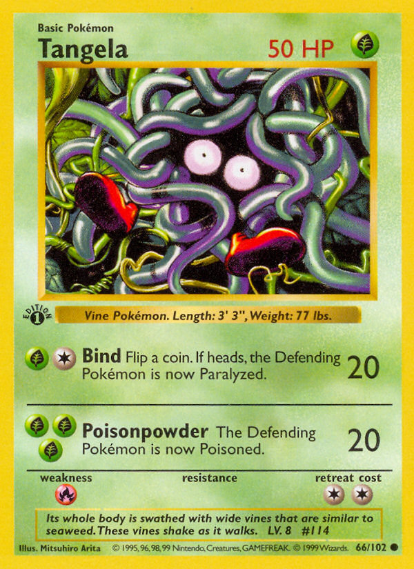 Tangela (66/102) (Shadowless) [Base Set 1st Edition] | Shuffle n Cut Hobbies & Games