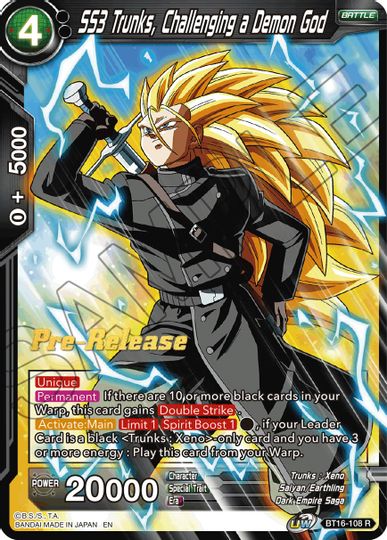 SS3 Trunks, Challenging a Demon God (BT16-108) [Realm of the Gods Prerelease Promos] | Shuffle n Cut Hobbies & Games