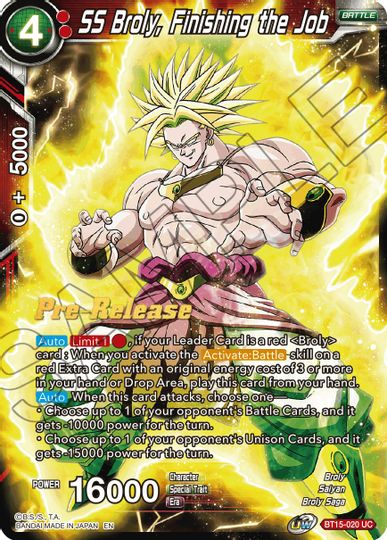 SS Broly, Finishing the Job (BT15-020) [Saiyan Showdown Prerelease Promos] | Shuffle n Cut Hobbies & Games