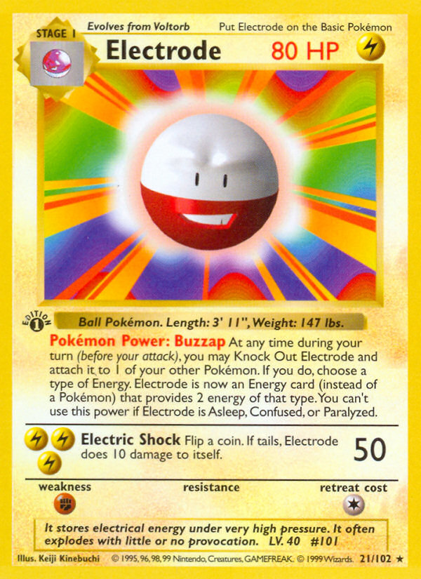 Electrode (21/102) (Shadowless) [Base Set 1st Edition] | Shuffle n Cut Hobbies & Games