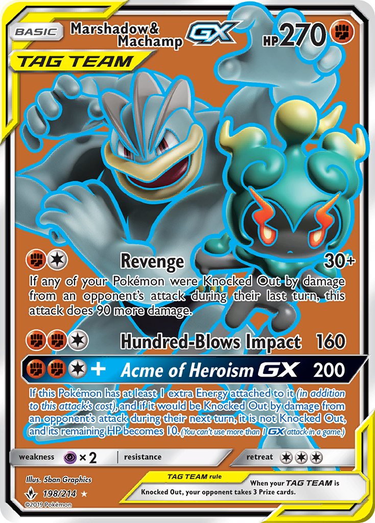 Marshadow & Machamp GX (198/214) [Sun & Moon: Unbroken Bonds] | Shuffle n Cut Hobbies & Games