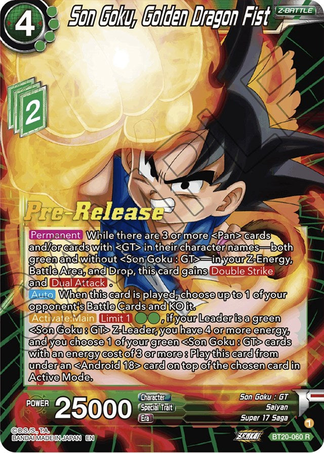 Son Goku, Golden Dragon Fist (BT20-060) [Power Absorbed Prerelease Promos] | Shuffle n Cut Hobbies & Games