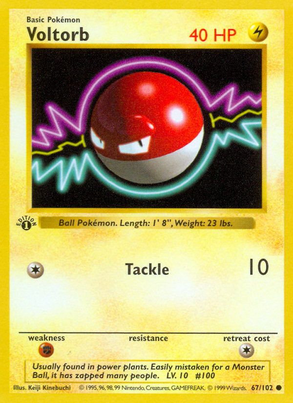 Voltorb (67/102) (Shadowless) [Base Set 1st Edition] | Shuffle n Cut Hobbies & Games