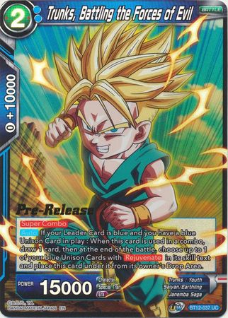 Trunks, Battling the Forces of Evil (BT12-037) [Vicious Rejuvenation Prerelease Promos] | Shuffle n Cut Hobbies & Games