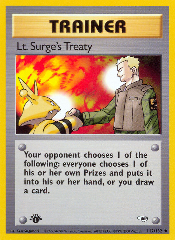 Lt. Surge's Treaty (112/132) [Gym Heroes 1st Edition] | Shuffle n Cut Hobbies & Games