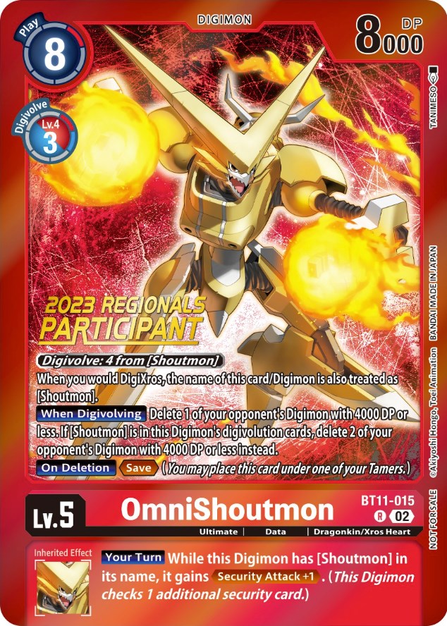 OmniShoutmon [BT11-015] (2023 Regionals Participant) [Dimensional Phase Promos] | Shuffle n Cut Hobbies & Games