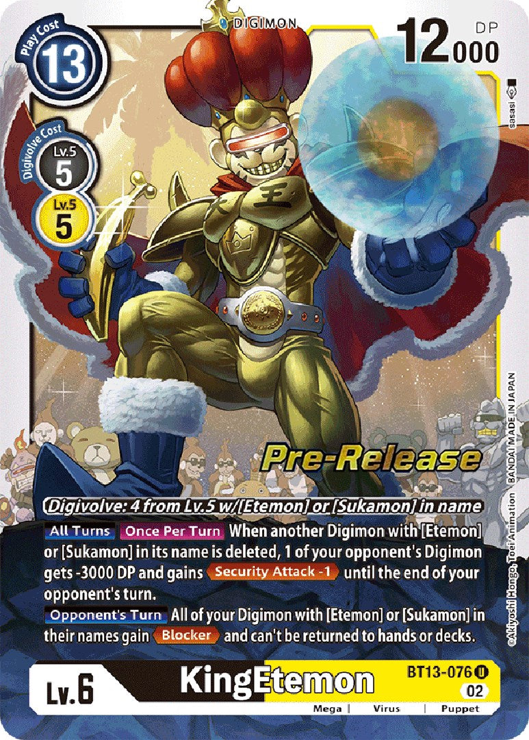 KingEtemon [BT13-076] [Versus Royal Knight Booster Pre-Release Cards] | Shuffle n Cut Hobbies & Games