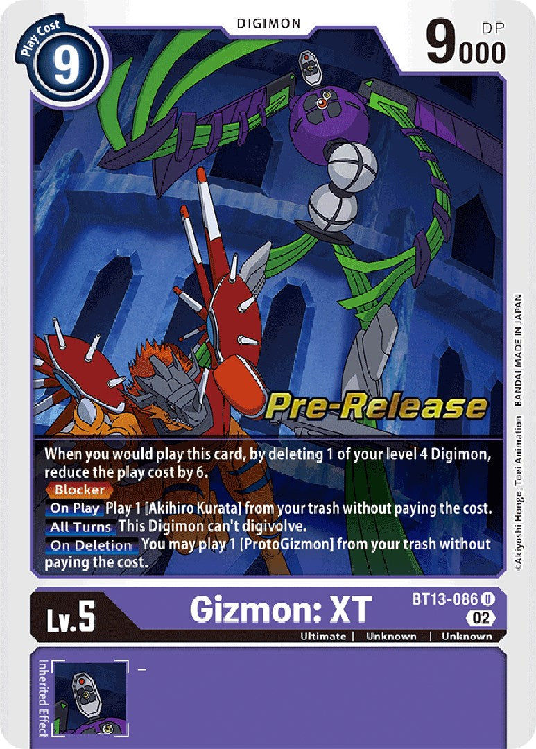 Gizmon: XT [BT13-086] [Versus Royal Knight Booster Pre-Release Cards] | Shuffle n Cut Hobbies & Games