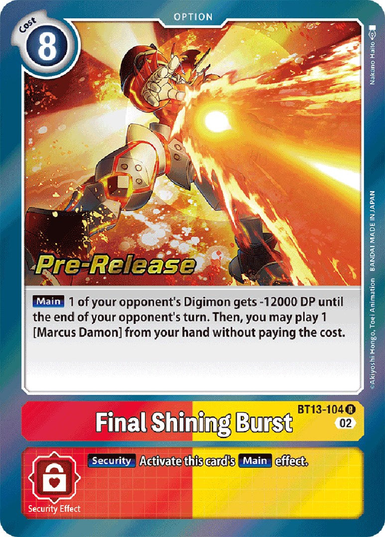 Final Shining Burst [BT13-104] [Versus Royal Knight Booster Pre-Release Cards] | Shuffle n Cut Hobbies & Games