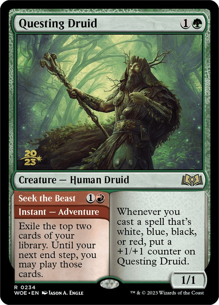 Questing Druid // Seek the Beast [Wilds of Eldraine Prerelease Promos] | Shuffle n Cut Hobbies & Games