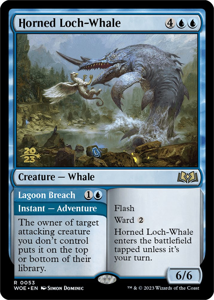 Horned Loch-Whale // Lagoon Breach [Wilds of Eldraine Prerelease Promos] | Shuffle n Cut Hobbies & Games