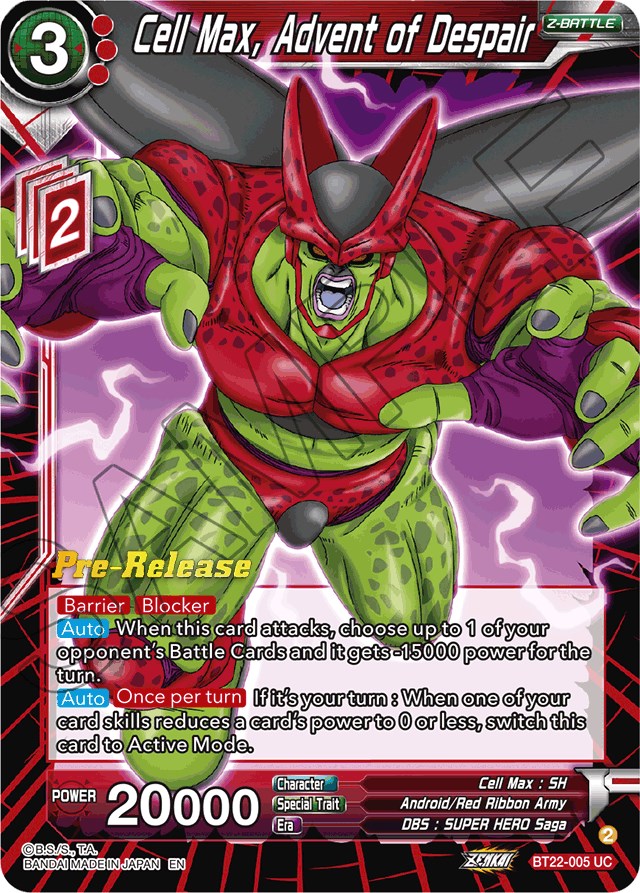 Cell Max, Advent of Despair (BT22-005) [Critical Blow Prerelease Promos] | Shuffle n Cut Hobbies & Games