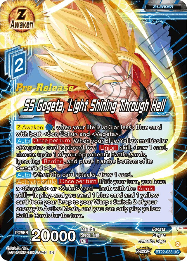 SS Gogeta, Light Shining Through Hell (BT22-033) [Critical Blow Prerelease Promos] | Shuffle n Cut Hobbies & Games