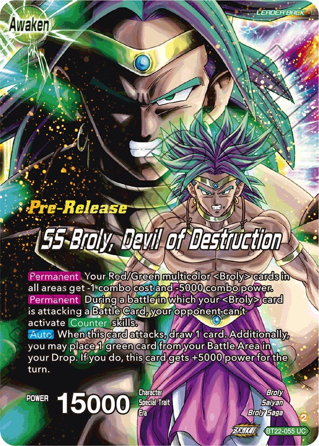 Broly & Paragus // SS Broly, Devil of Destruction (BT22-055) [Critical Blow Prerelease Promos] | Shuffle n Cut Hobbies & Games