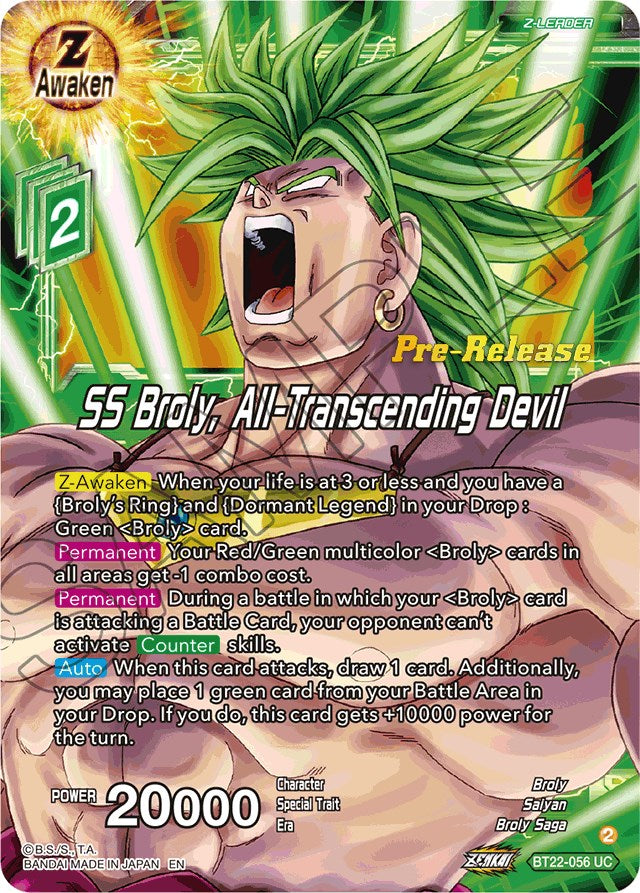 SS Broly, All-Transcending Devil (BT22-056) [Critical Blow Prerelease Promos] | Shuffle n Cut Hobbies & Games