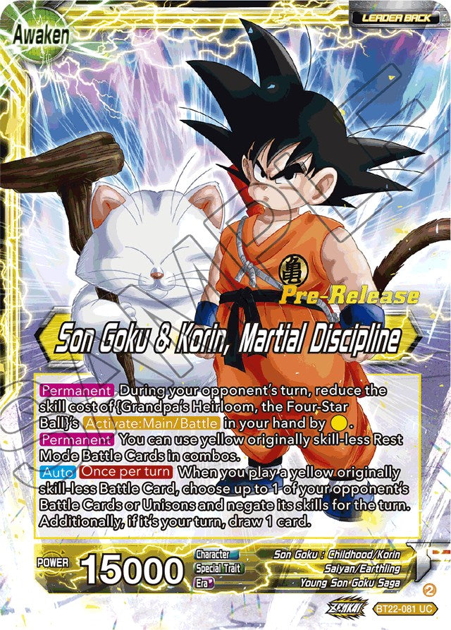 Son Goku // Son Goku & Korin, Martial Discipline (BT22-081) [Critical Blow Prerelease Promos] | Shuffle n Cut Hobbies & Games