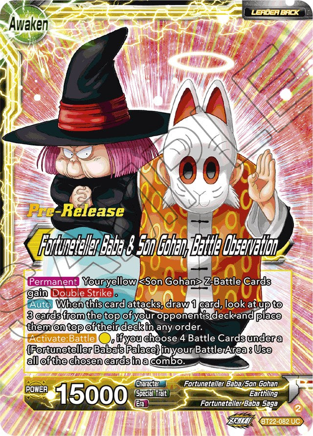 Fortuneteller Baba // Fortuneteller Baba & Son Gohan, Battle Observation (BT22-082) [Critical Blow Prerelease Promos] | Shuffle n Cut Hobbies & Games