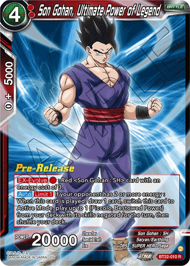 Son Gohan, Ultimate Power of Legend (BT22-010) [Critical Blow Prerelease Promos] | Shuffle n Cut Hobbies & Games