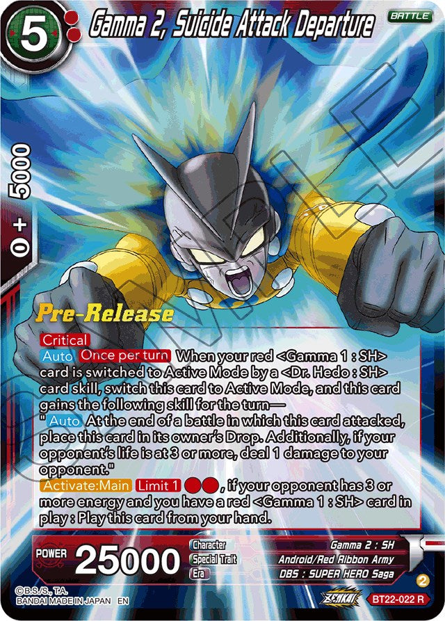 Gamma 2, Suicide Attack Departure (BT22-022) [Critical Blow Prerelease Promos] | Shuffle n Cut Hobbies & Games