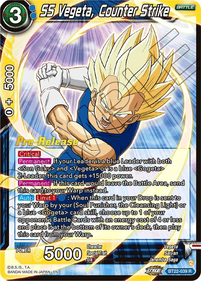 SS Vegeta, Counter Strike (BT22-039) [Critical Blow Prerelease Promos] | Shuffle n Cut Hobbies & Games