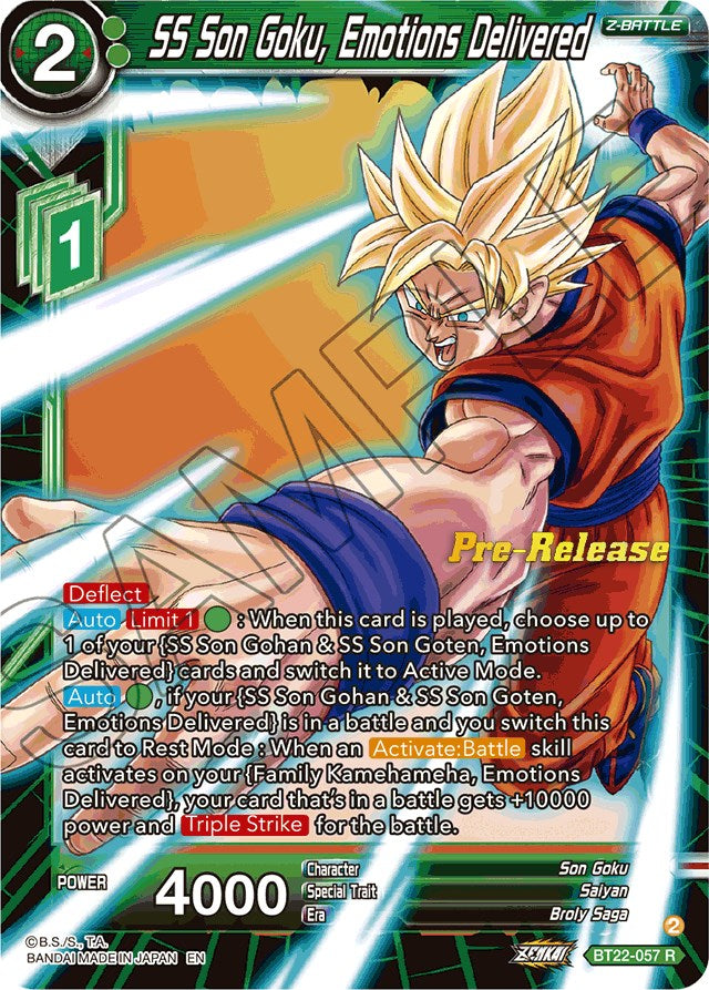 SS Son Goku, Emotions Delivered (BT22-057) [Critical Blow Prerelease Promos] | Shuffle n Cut Hobbies & Games