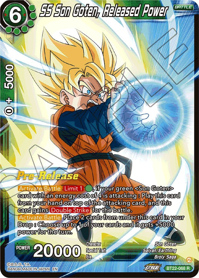 SS Son Goten, Released Power (BT22-068) [Critical Blow Prerelease Promos] | Shuffle n Cut Hobbies & Games