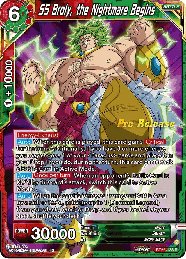 SS Broly, the Nightmare Begins (BT22-133) [Critical Blow Prerelease Promos] | Shuffle n Cut Hobbies & Games