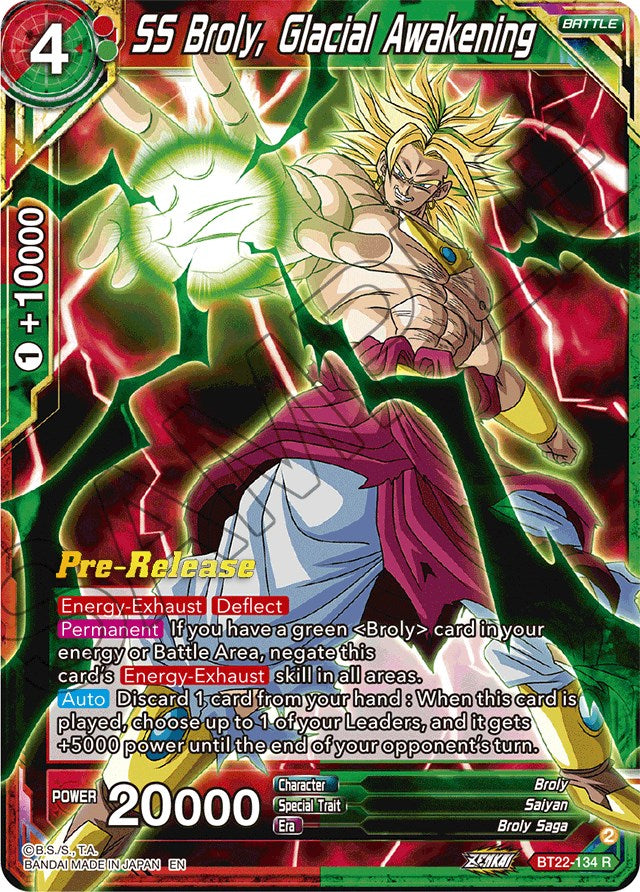 SS Broly, Glacial Awakening (BT22-134) [Critical Blow Prerelease Promos] | Shuffle n Cut Hobbies & Games