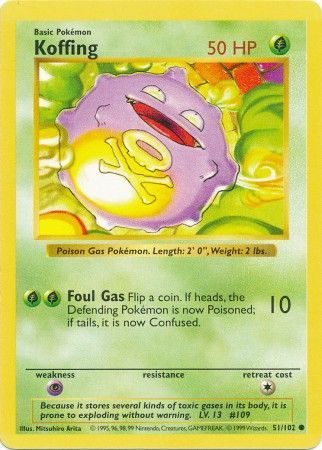 Koffing (51/102) [Base Set Shadowless Unlimited] | Shuffle n Cut Hobbies & Games