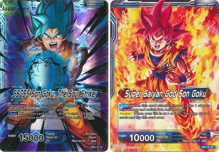 Super Saiyan God Son Goku // SSGSS Son Goku, The Soul Striker (Starter Deck - The Awakening) (SD1-01) [Galactic Battle] | Shuffle n Cut Hobbies & Games