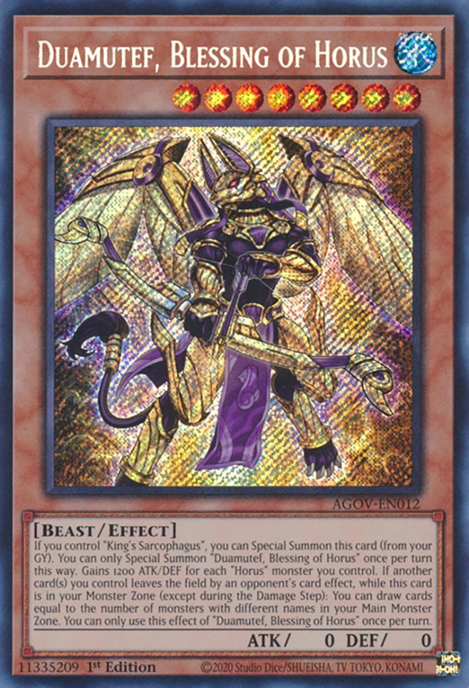 Duamutef, Blessing of Horus [AGOV-EN012] Secret Rare | Shuffle n Cut Hobbies & Games