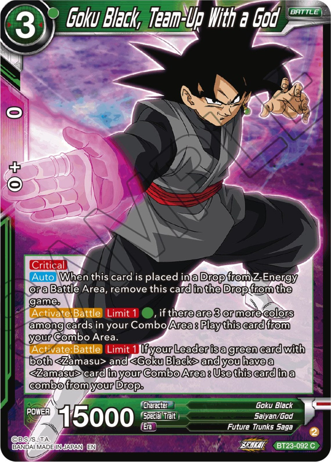 Goku Black, Team-Up With a God (BT23-092) [Perfect Combination] | Shuffle n Cut Hobbies & Games