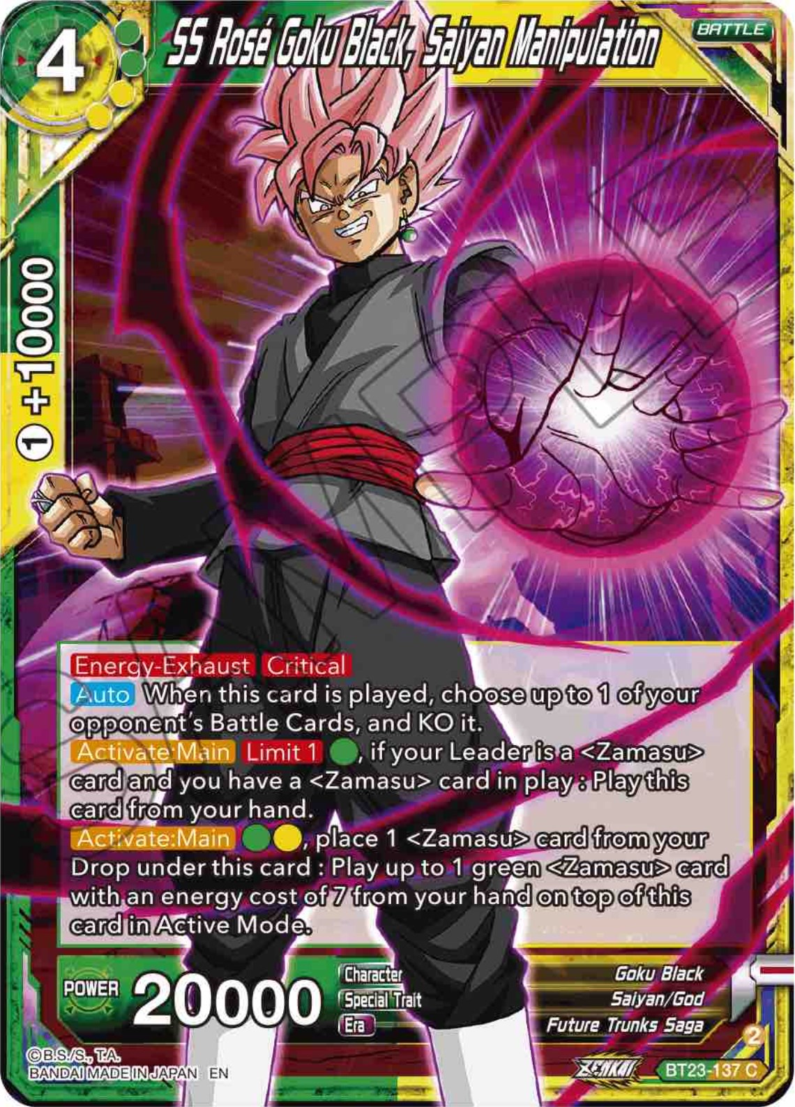 SS Rose Goku Black, Saiyan Manipulation (BT23-137) [Perfect Combination] | Shuffle n Cut Hobbies & Games