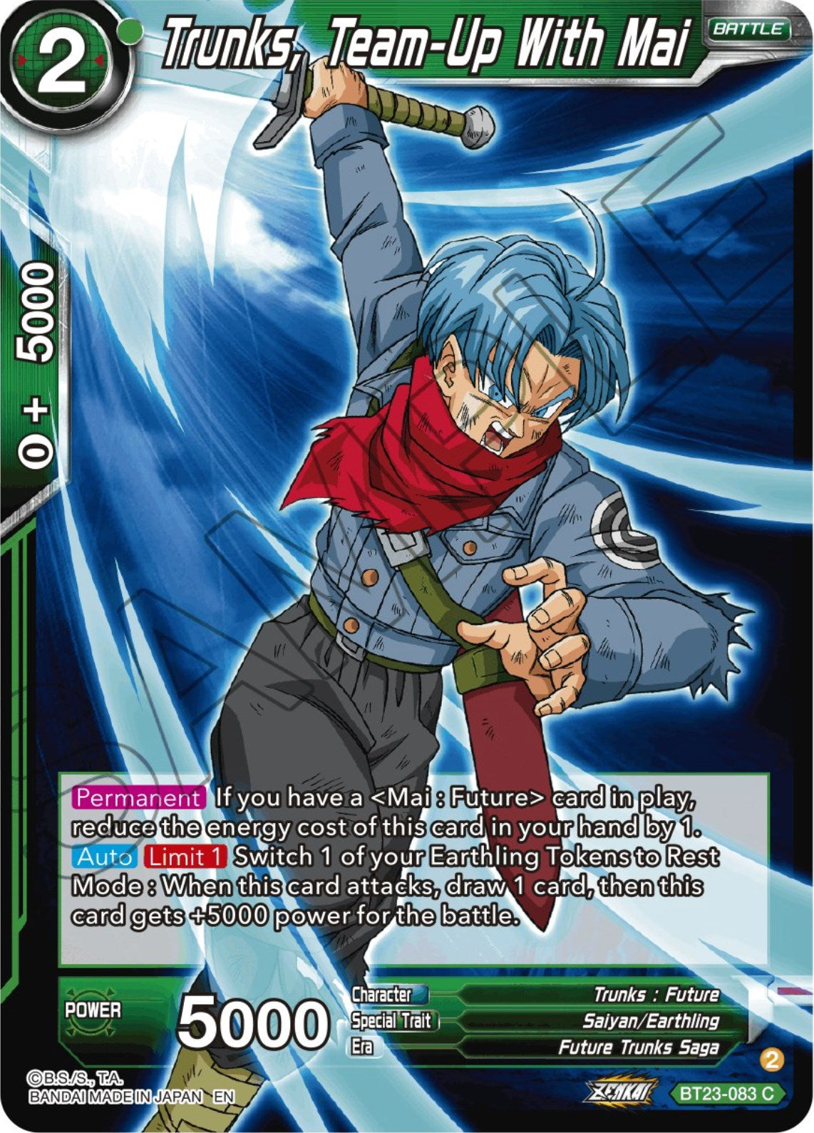 Trunks, Team-Up With Mai (BT23-083) [Perfect Combination] | Shuffle n Cut Hobbies & Games