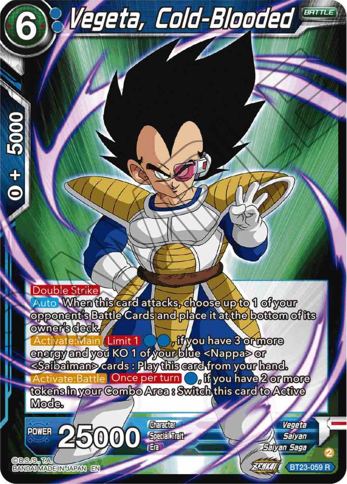 Vegeta, Cold-Blooded (BT23-059) [Perfect Combination] | Shuffle n Cut Hobbies & Games