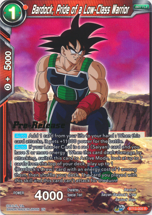 Bardock, Pride of a Low-Class Warrior (BT13-005) [Supreme Rivalry Prerelease Promos] | Shuffle n Cut Hobbies & Games