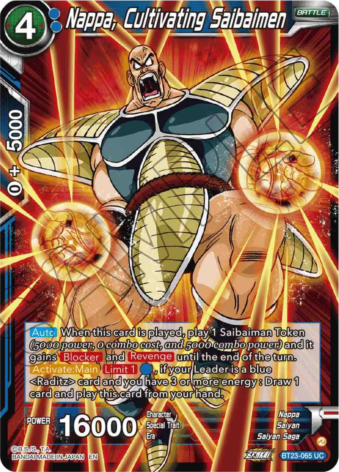 Nappa, Cultivating Saibaimen (BT23-065) [Perfect Combination] | Shuffle n Cut Hobbies & Games