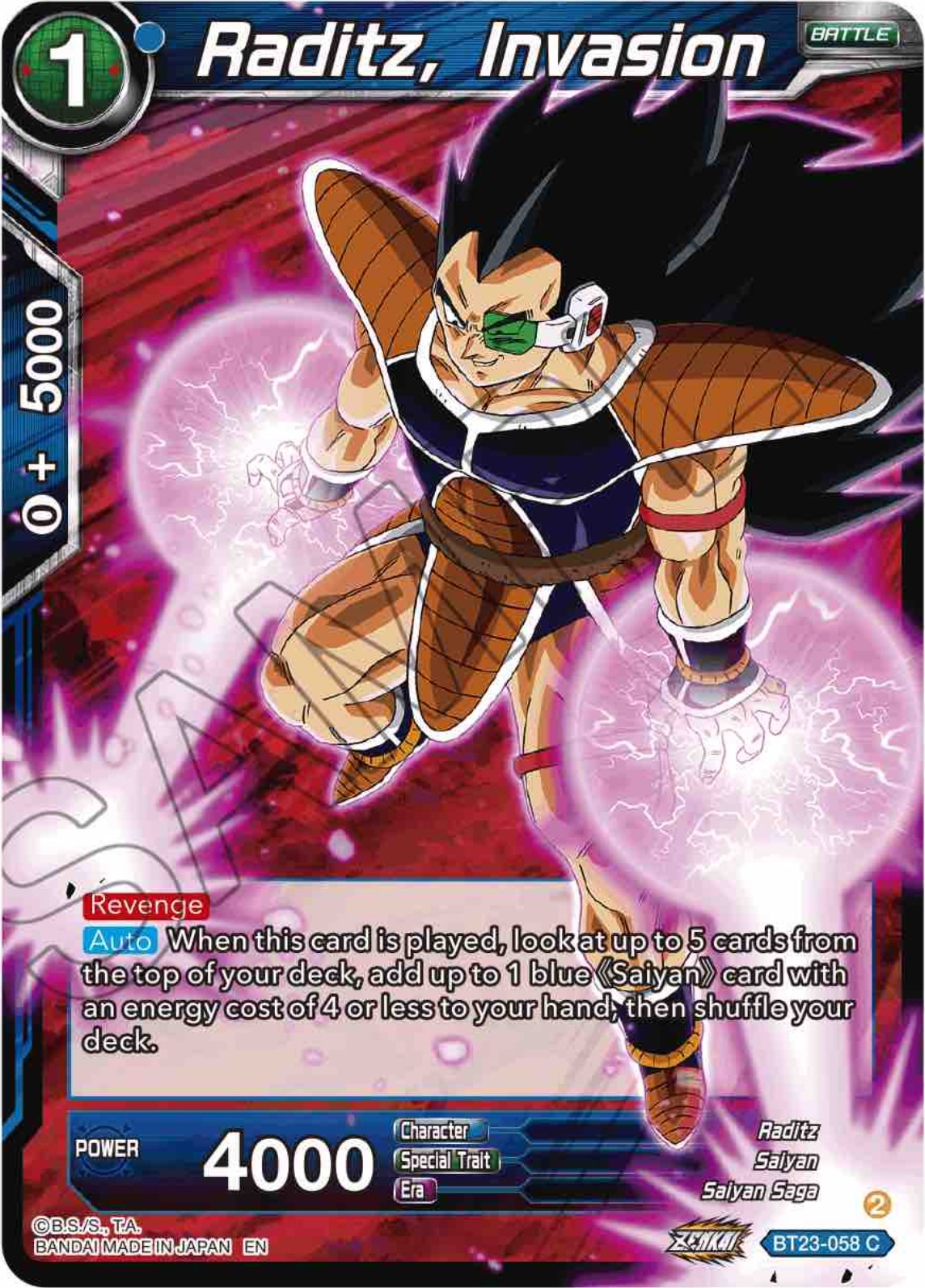 Raditz, Invasion (BT23-058) [Perfect Combination] | Shuffle n Cut Hobbies & Games