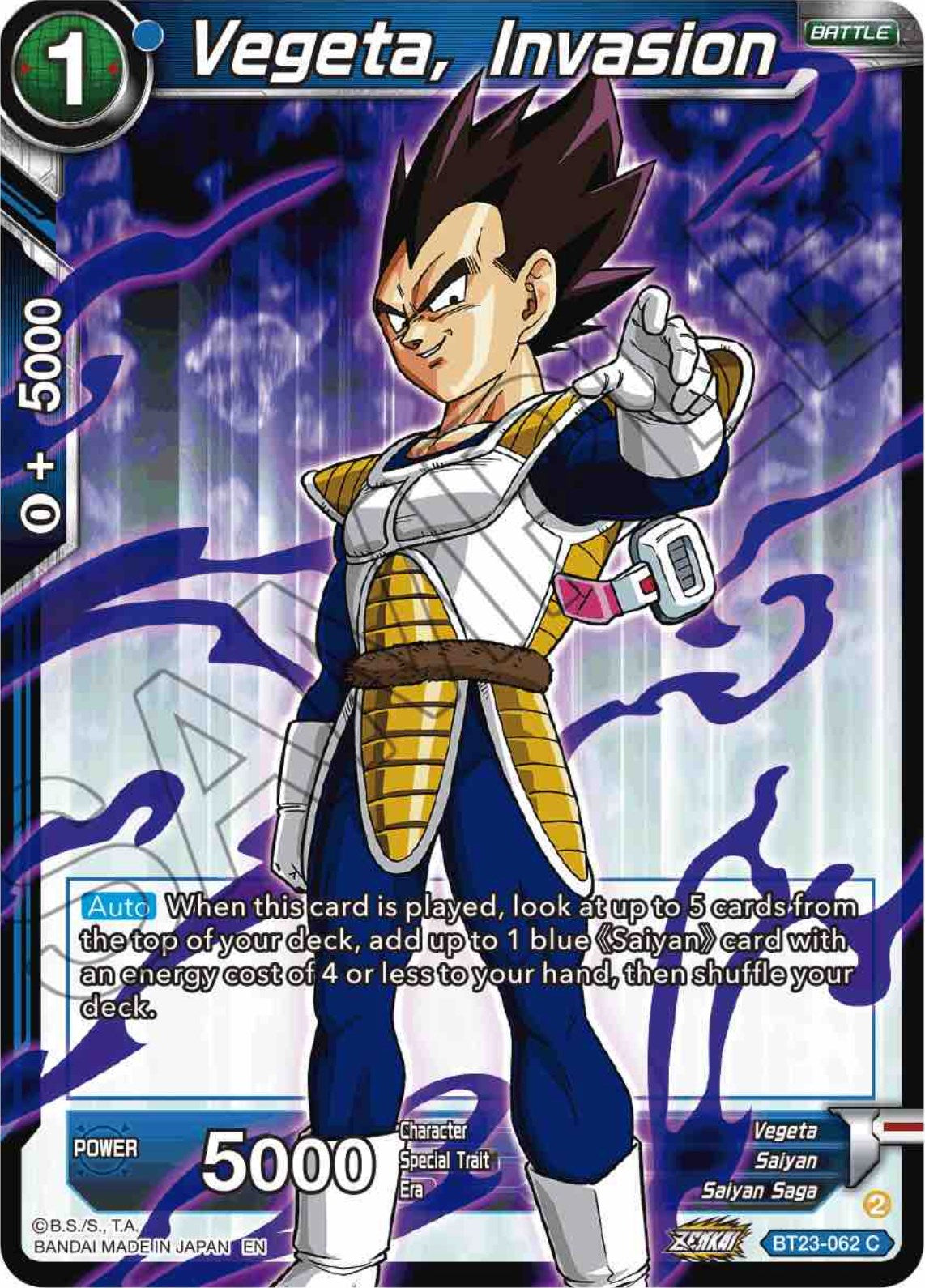 Vegeta, Invasion (BT23-062) [Perfect Combination] | Shuffle n Cut Hobbies & Games