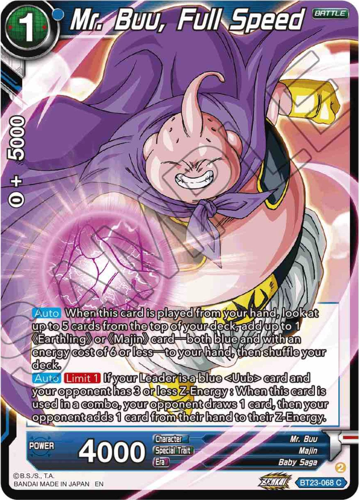 Mr. Buu, Full Speed (BT23-068) [Perfect Combination] | Shuffle n Cut Hobbies & Games