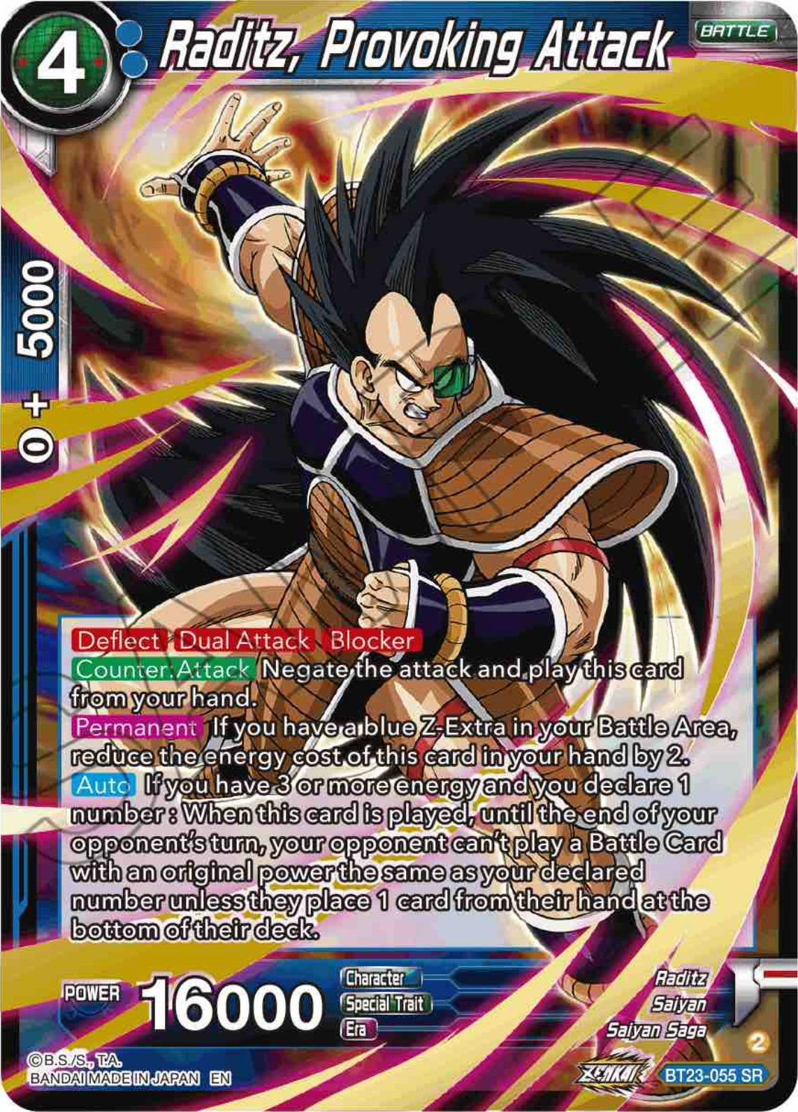 Raditz, Provoking Attack (BT23-055) [Perfect Combination] | Shuffle n Cut Hobbies & Games