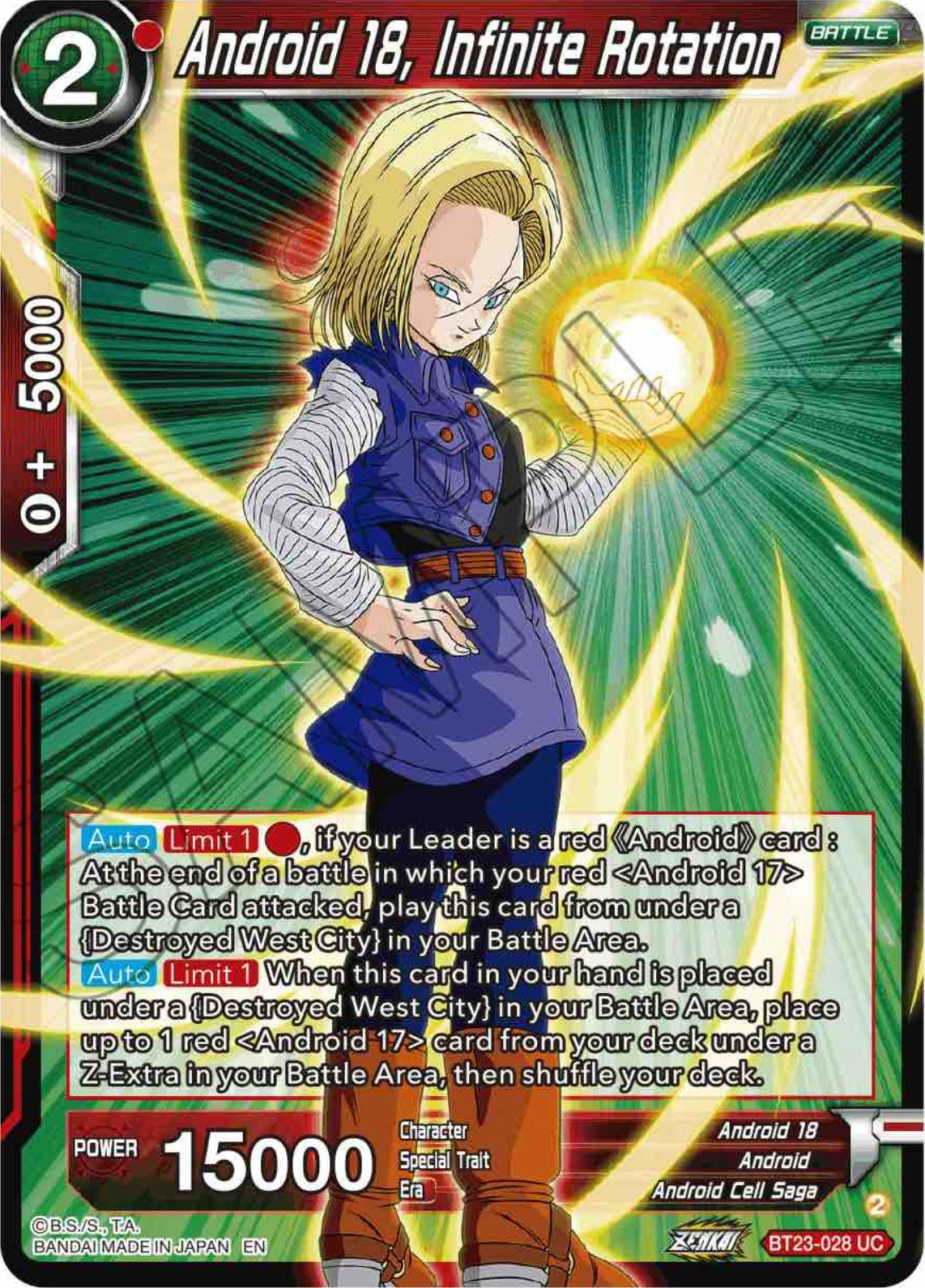 Android 18, Infinite Rotation (BT23-028) [Perfect Combination] | Shuffle n Cut Hobbies & Games
