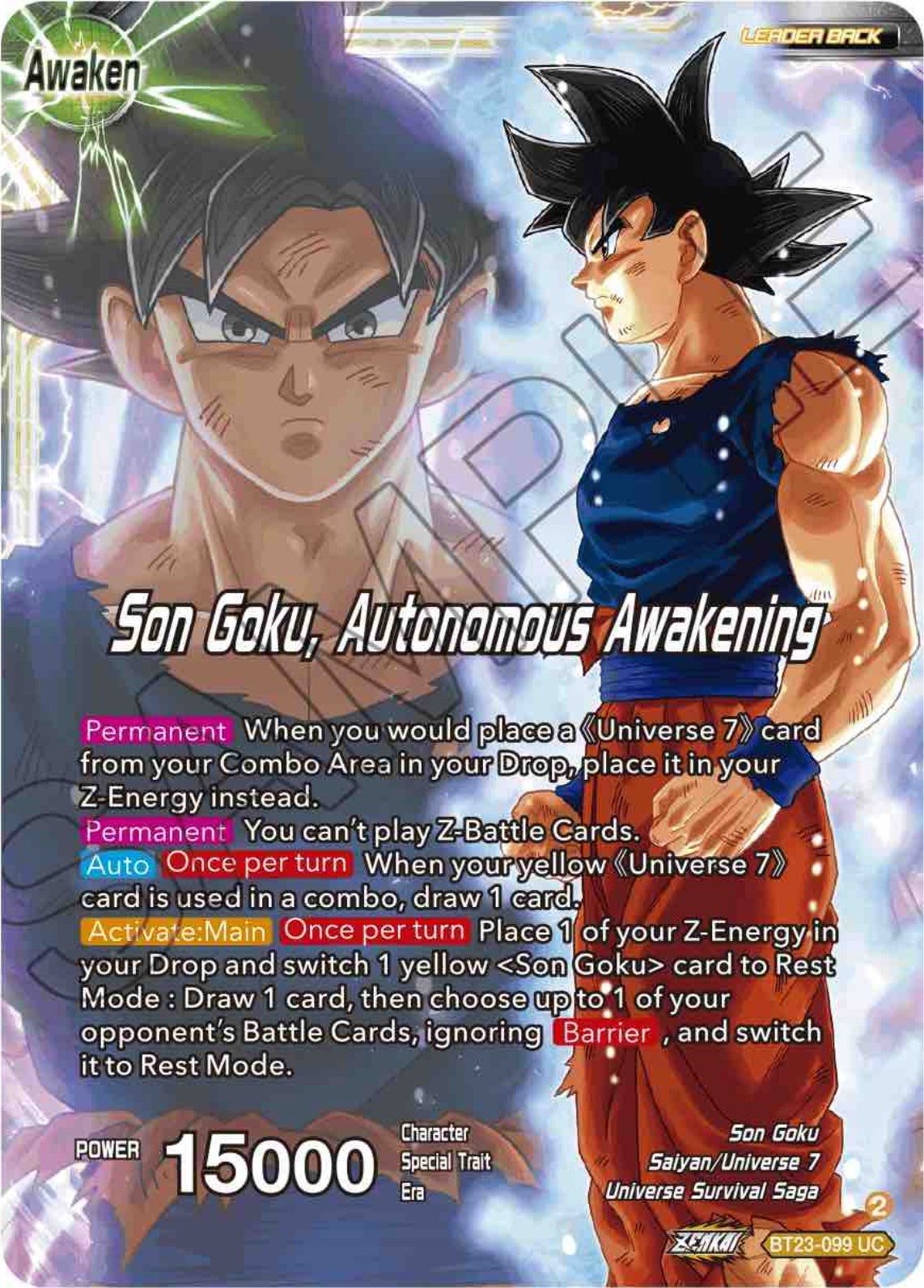 SSB Son Goku // Son Goku, Autonomous Awakening (BT23-099) [Perfect Combination] | Shuffle n Cut Hobbies & Games