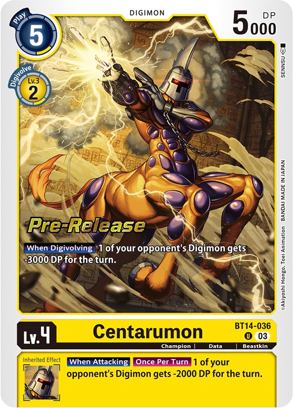 Centarumon [BT14-036] [Blast Ace Pre-Release Cards] | Shuffle n Cut Hobbies & Games