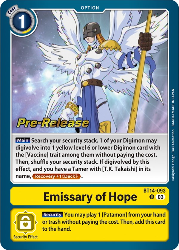 Emissary of Hope [BT14-093] [Blast Ace Pre-Release Cards] | Shuffle n Cut Hobbies & Games